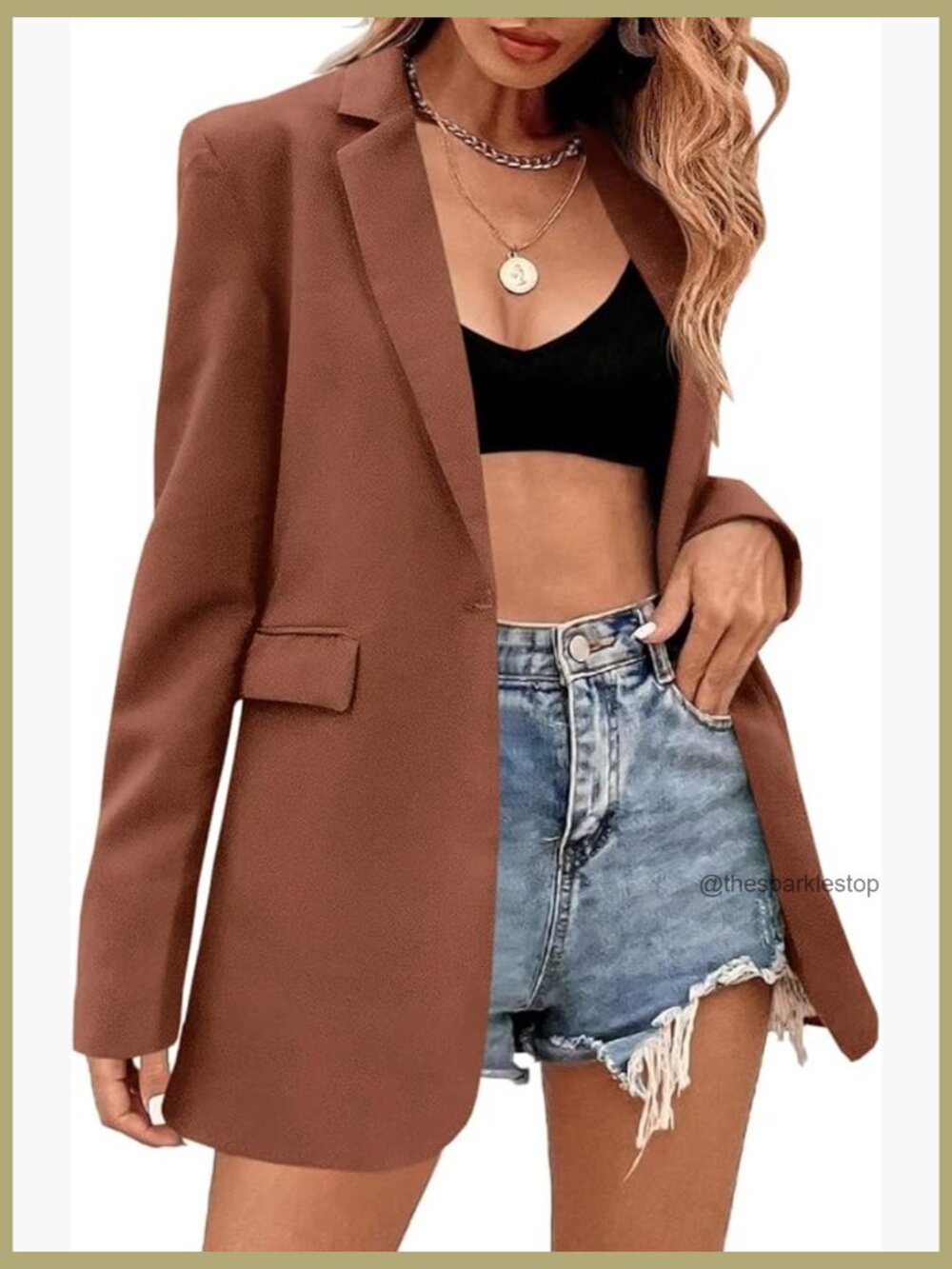 Oversized Blazer Long Sleeve Lapel Button Work Office Casual